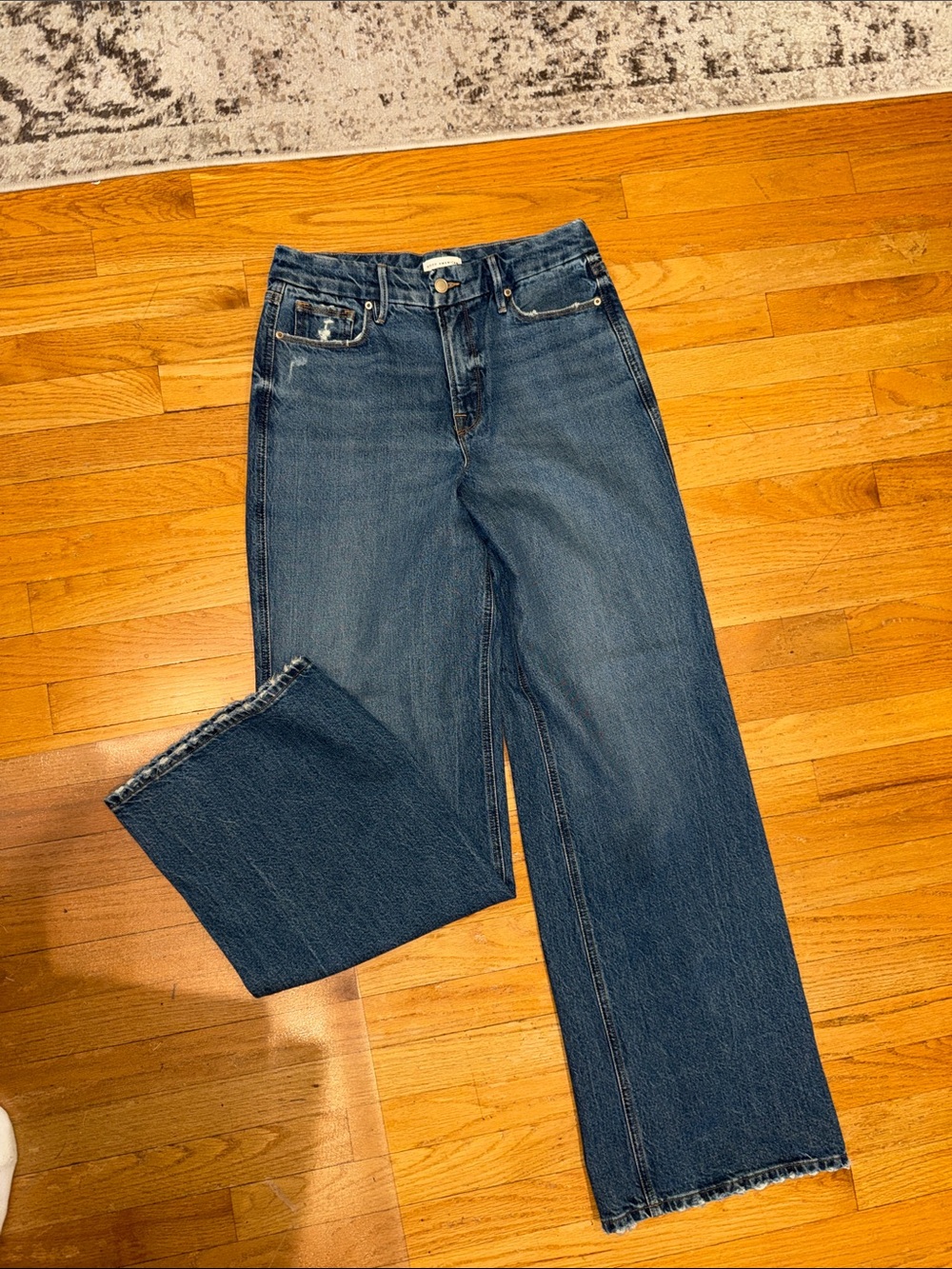 Good American Dark Blue Wide-Leg Jeans